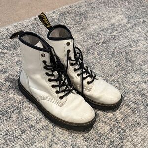 Dr. Martens White Leather Boots with Black Accents 7